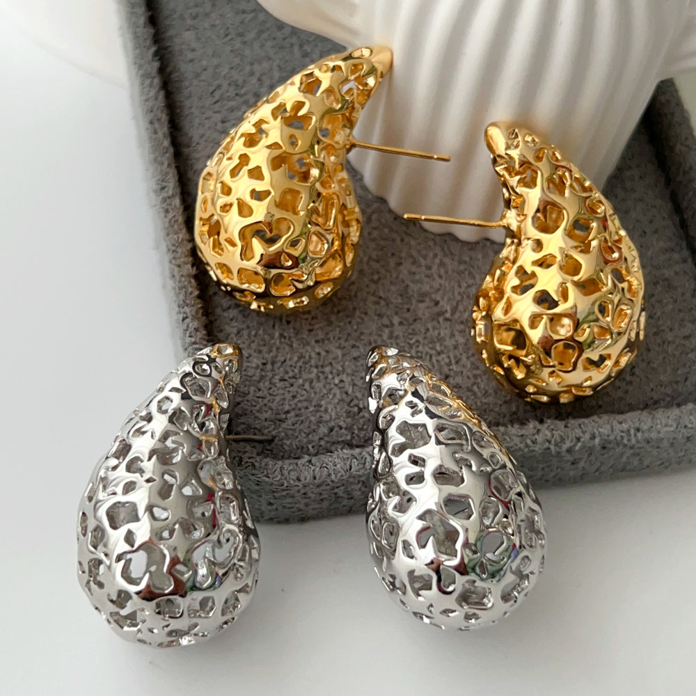 Teardrop star moon hollow earrings