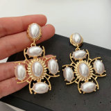 Pearl cross earrings