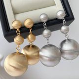 Chunky wire drawing ball earrings