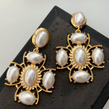 Pearl cross earrings