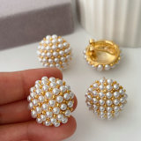 Round pearl earrings