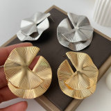Chunky metal lotus leaf earrings