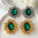 Green sunflower earrings