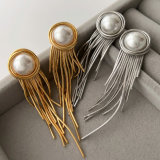 Pearl chain tassel earrings
