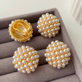 Round pearl earrings