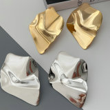 Chunky fold metal earrings