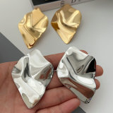 Chunky fold metal earrings