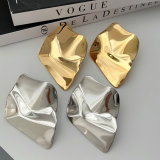 Chunky fold metal earrings