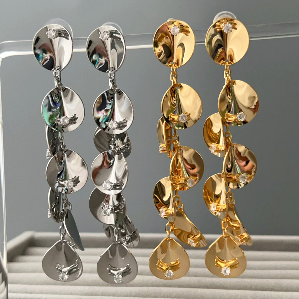 Leaf tassel earrings