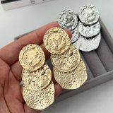 Chunky metal round earrings
