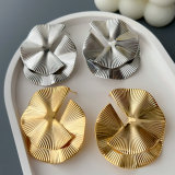 Chunky metal lotus leaf earrings