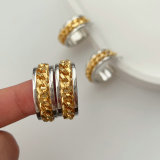 Chain gold and silver hoop