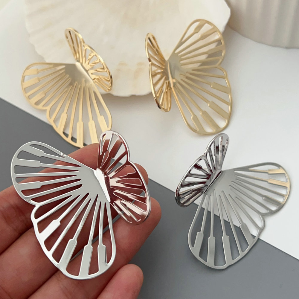 Big metal butterfly earrings