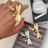 Pave zircon dragonfly ring