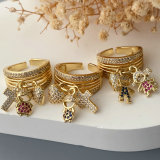 Pave zircon boy and girl charm ring