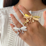 Pave zircon dragonfly ring