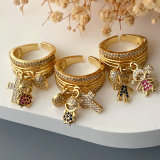 Pave zircon boy and girl charm ring