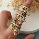 Pave zircon boy and girl charm ring
