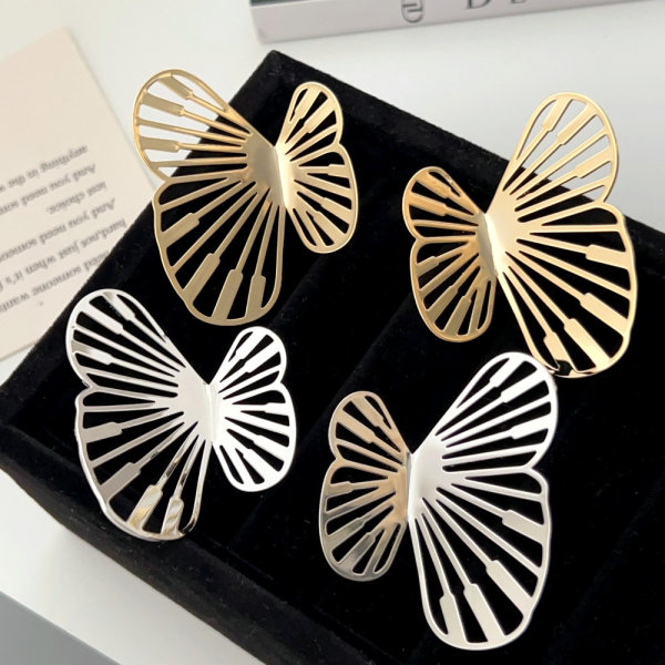 Big metal butterfly earrings