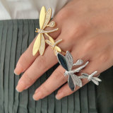 Pave zircon dragonfly ring
