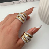 Pave twist double color ring