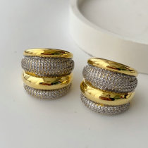Chunky pave zircon two color ring