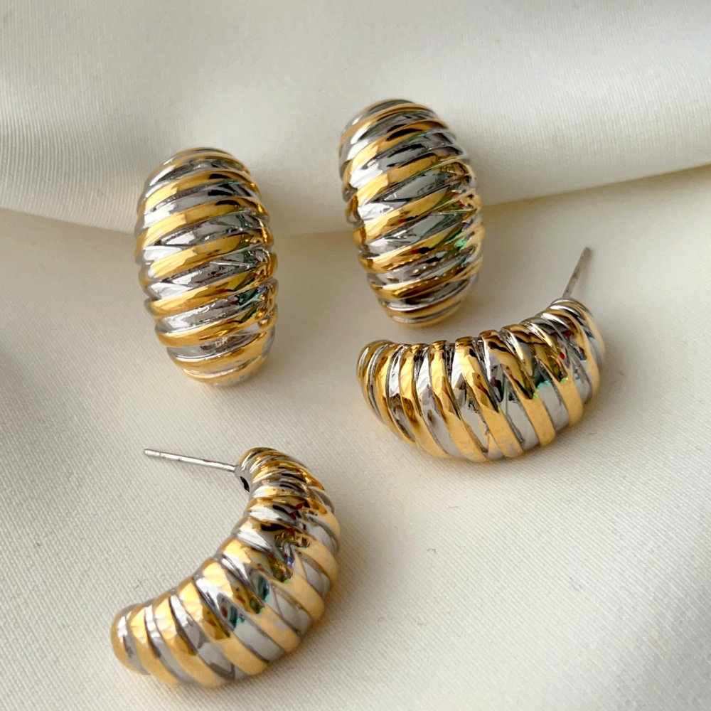 Silver and gold two color earrings