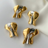 Silver and gold two color mix earrings
