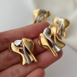 Silver and gold two color mix earrings
