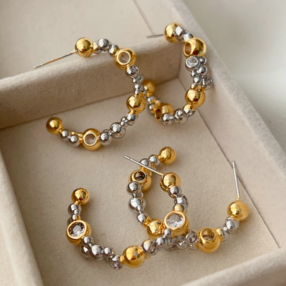 Silver and gold color mix hoop