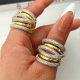 Pave twist double color ring