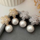 Pave zircon flower earrings
