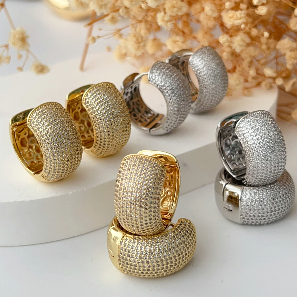 Chunky pave zircon fat hoop