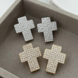 Pave chunky zircon cross earrings