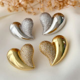 Pave heart earrings