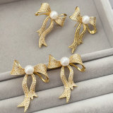 Pave bow zircon earrings