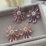 Pink crystal flower earrings