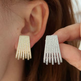 Pave zircon fan shape earrings