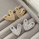 Pave zircon heart earrings