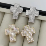 Pave chunky zircon cross earrings