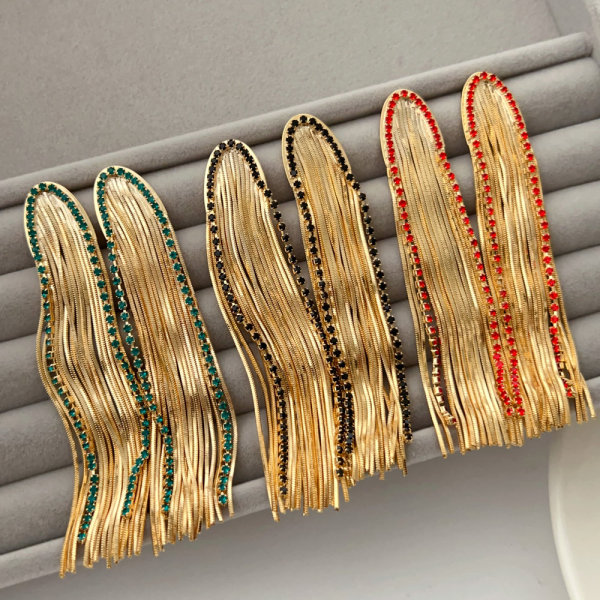 Long chain tassel earrings