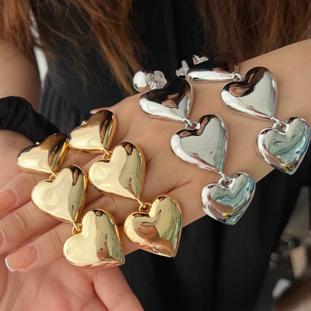 Long metal heart earrings
