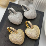 Pave zircon chunky heart drop earrings