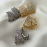 Pave zircon fan shape earrings