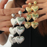 Long metal heart earrings
