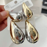 Silver and gold two color mix teardrop earrings