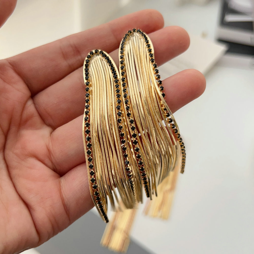 Long chain tassel earrings