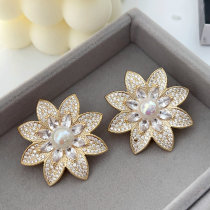 Pave zircon flower earrings