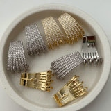 Pave zircon fan shape earrings