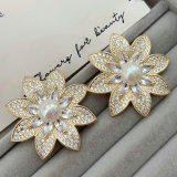 Pave zircon flower earrings